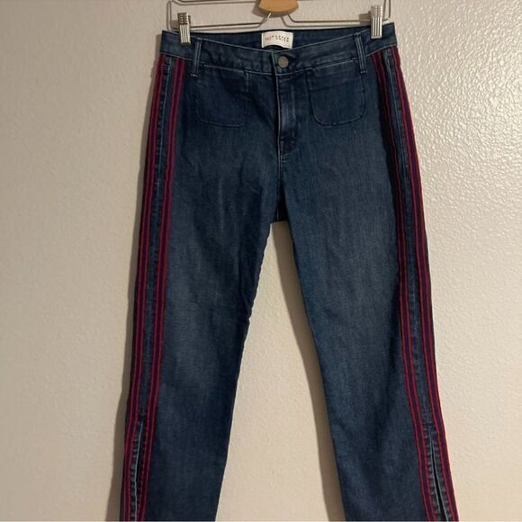 Parker Smith Women's Stella Crop Tuxedo Side-Stripe Side Slit Jeans Size 26 C21 - Picture 6 of 11